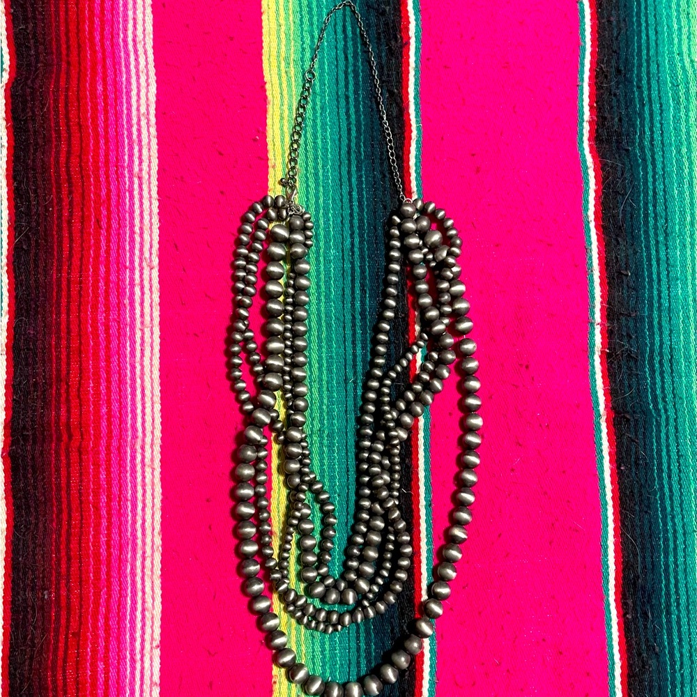 Layered Faux Navajo Pearl 5 strand necklace- WESTERN JEWERY